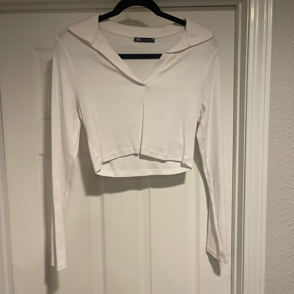 Zara white collared top